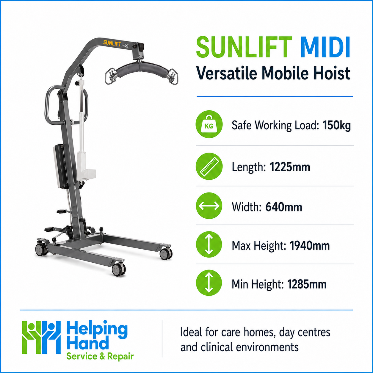 Midi Mobile Hoist | 150kg Patient Lift for Care Environments