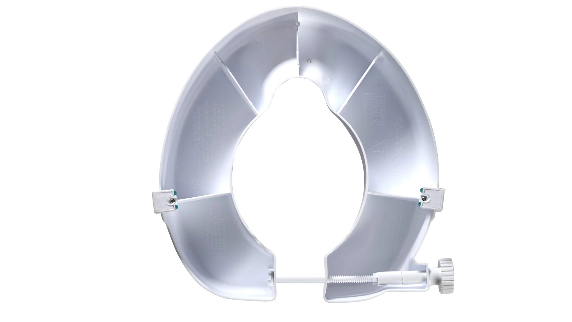 A metallic raised toilet seat