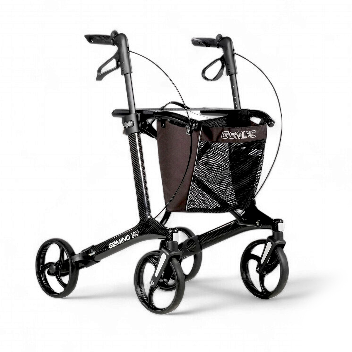 Gemino 30 Carbon Rollator walker with seat.