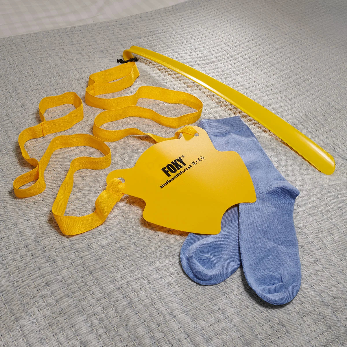 Sock and shoe application kit.