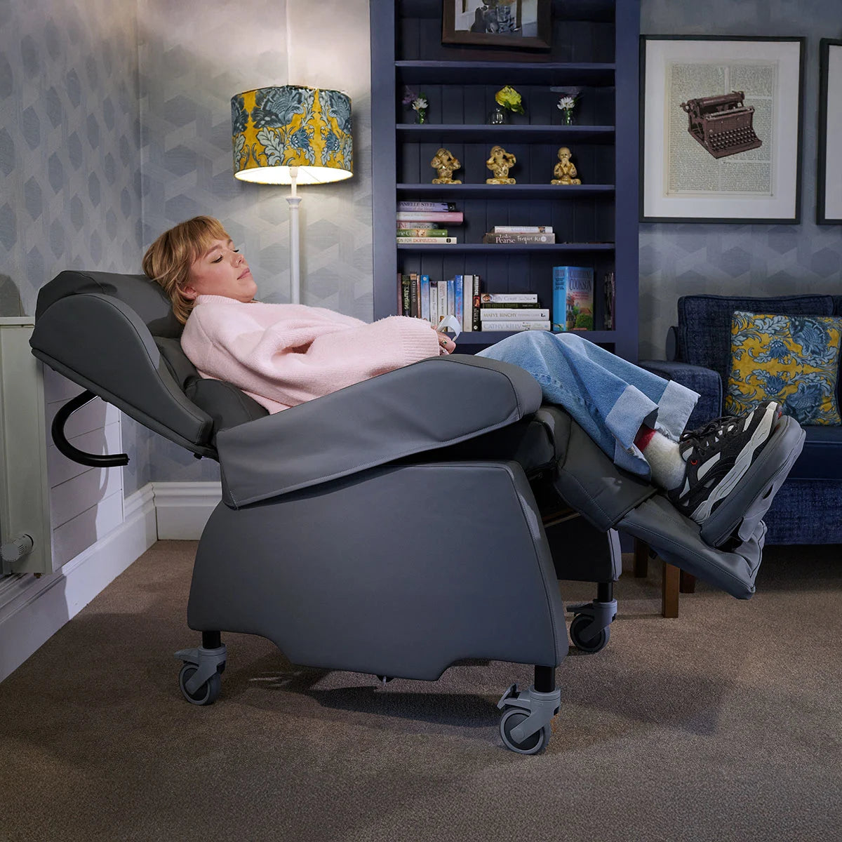 Someone relaxing in a reclining chair.