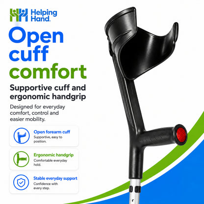 Folding Adjustable Open Cuff Coloured Crutch