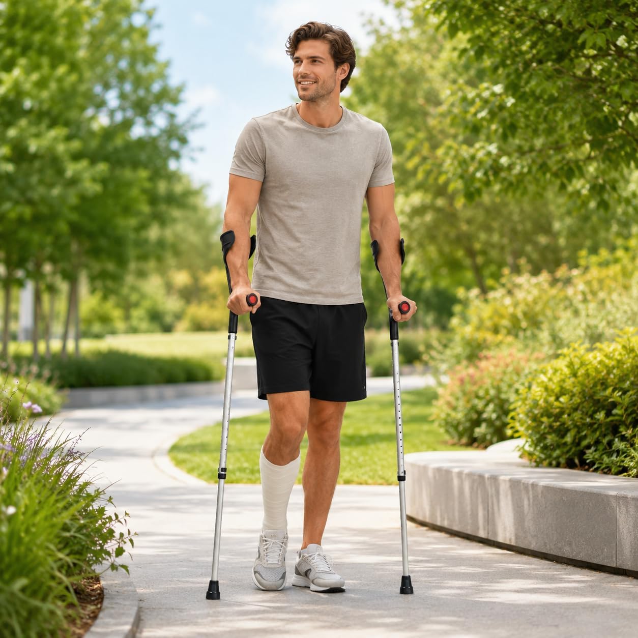 Folding Adjustable Open Cuff Coloured Crutch