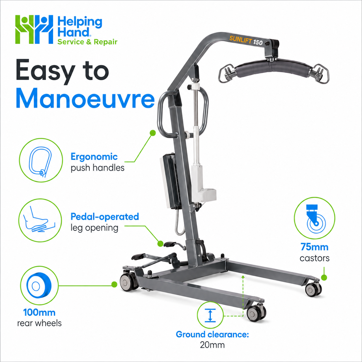 Major Mobile Hoist | 175kg High Capacity Patient Lift