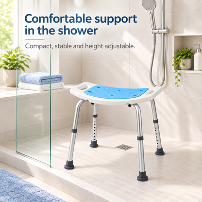 Height Adjustable Padded Shower Stool with Handles
