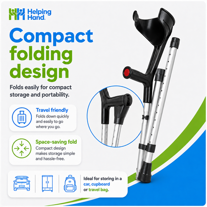 Folding Adjustable Open Cuff Coloured Crutch