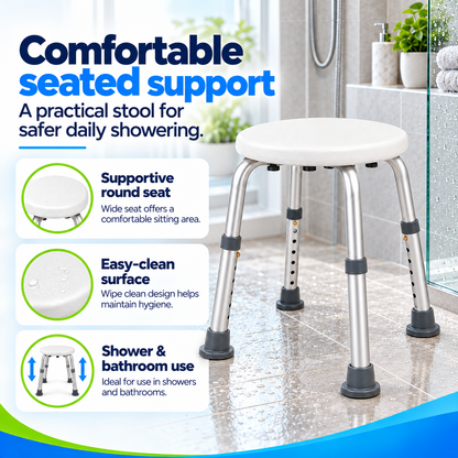 Height Adjustable Small Round Shower Stool