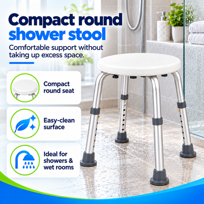 Height Adjustable Small Round Shower Stool