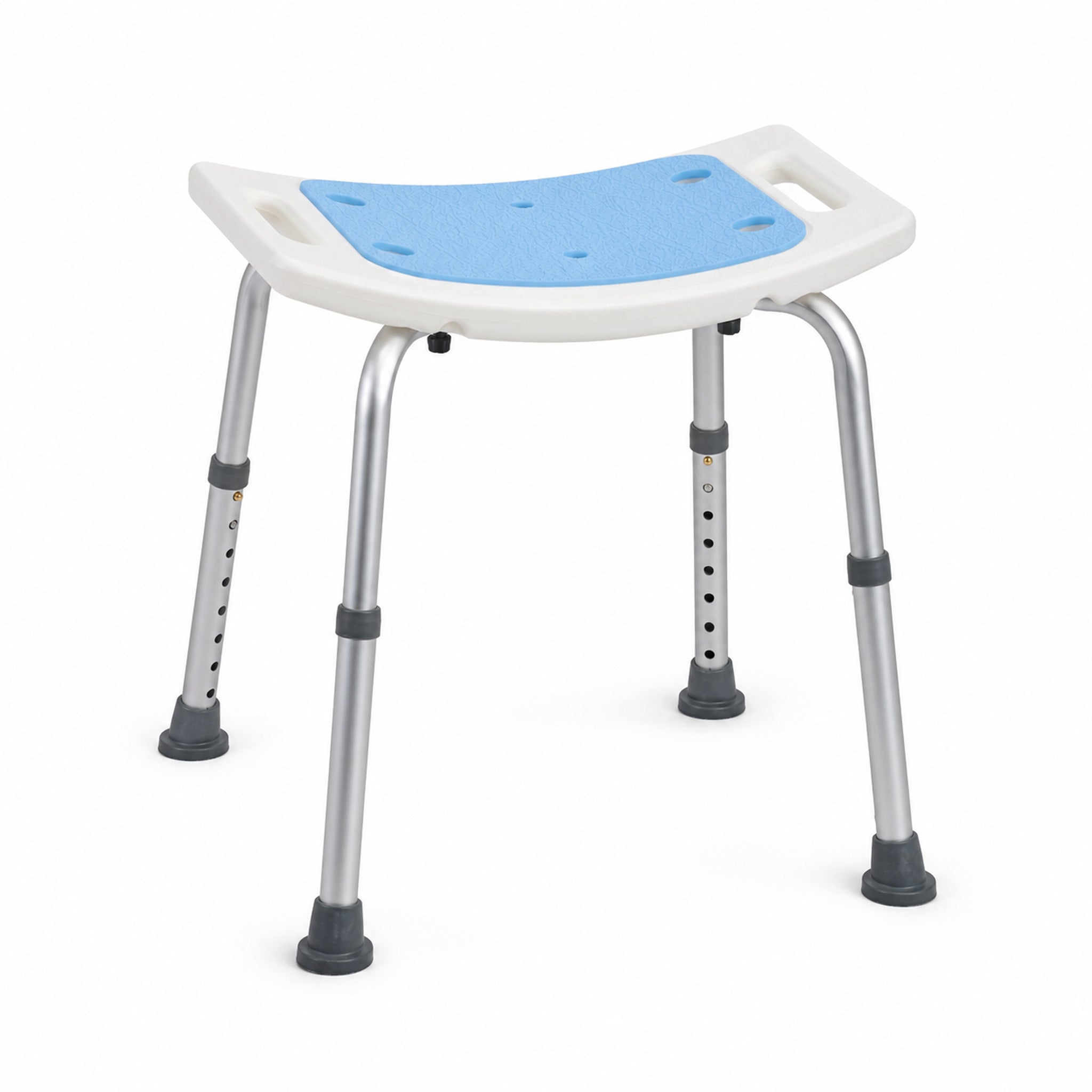 Accessible bathroom stool with drainage holes and non-slip ferrules