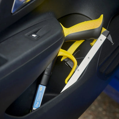 The Pro folder reacher in the side pocket of a door
