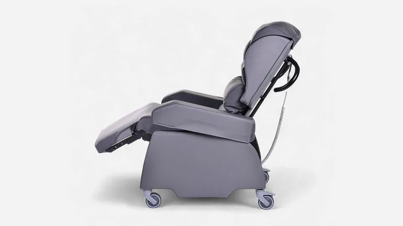 Gray recliner chair on a white background
