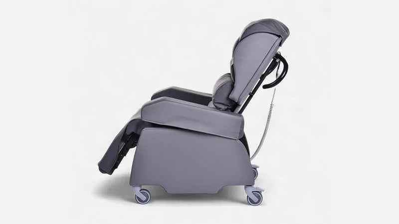 Gray reclining seat on a white background
