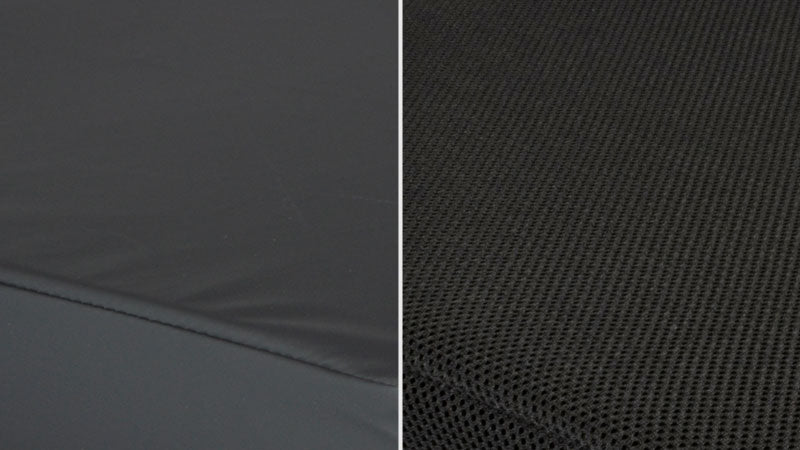 Close-up of JAY wheelchair cushion water resistant cover and fabric covers.