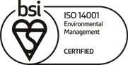 BSI ISO 14001 Environmental Management Certified logo.