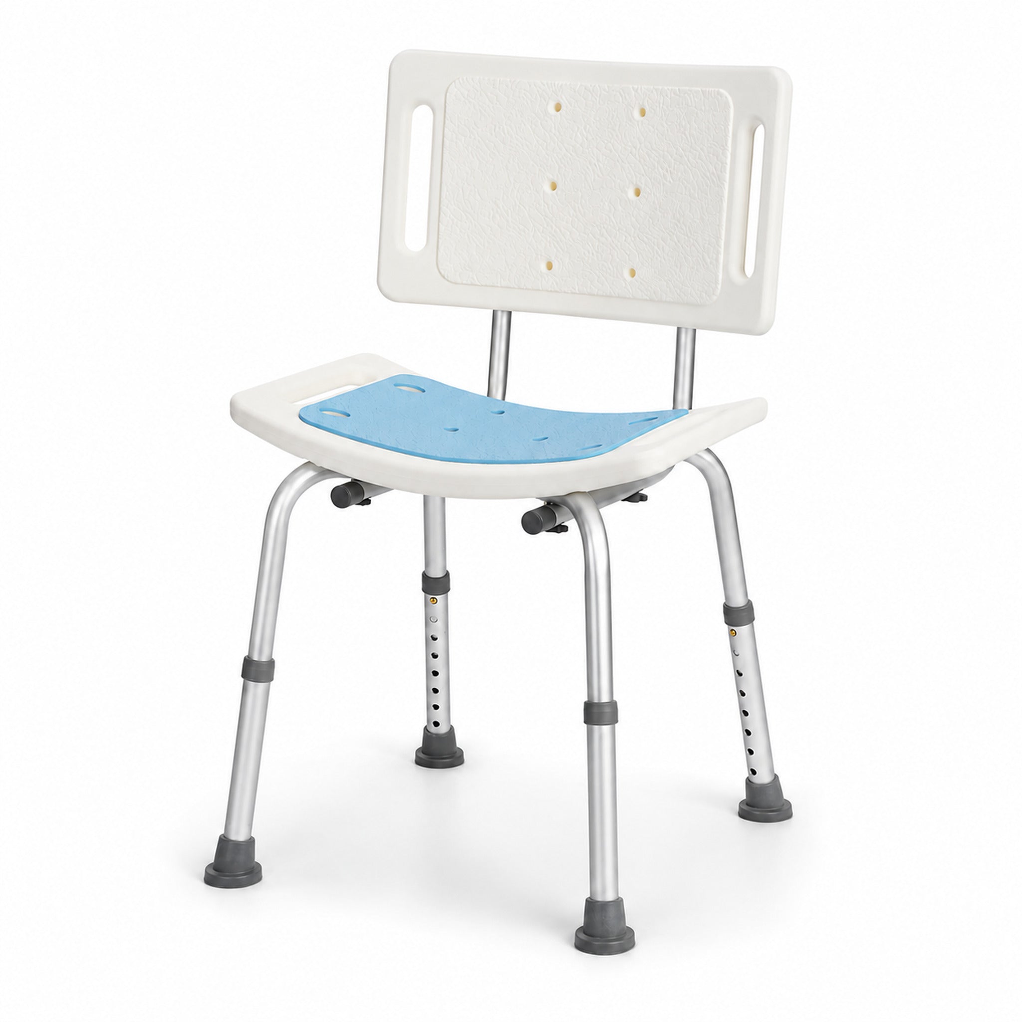 Non-slip bathroom chair with lightweight aluminium frame