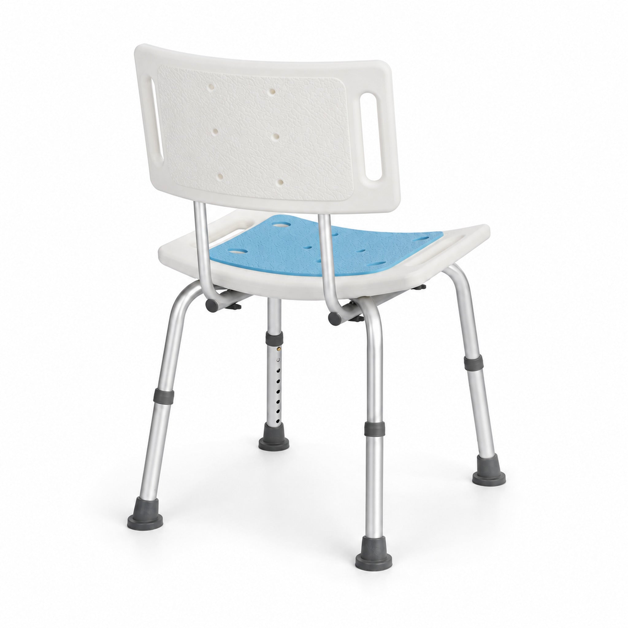 Portable shower seat with backrest shown from the side
