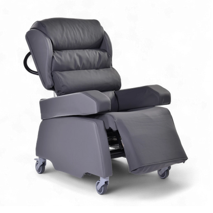 Gray recliner chair on a white background